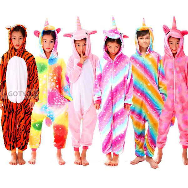 

2020 child onesie kids unicorn pajama for children animal cartoon blanket sleepers baby costume winter boy girl licorne jumspuit y200704, Blue;red