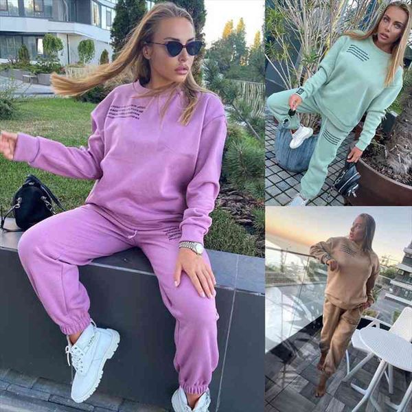 

women tracksuit suit sets sweatshirts plus size pullovers pants two piece y2k jogging sportswear clothing chandal mujer invierno, White