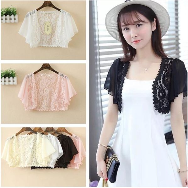 

summer 2020 sunblock lace shawl small vest cardigan small jacket versatile snow short sleeve thin blouse women elegant cape w12, Black;white