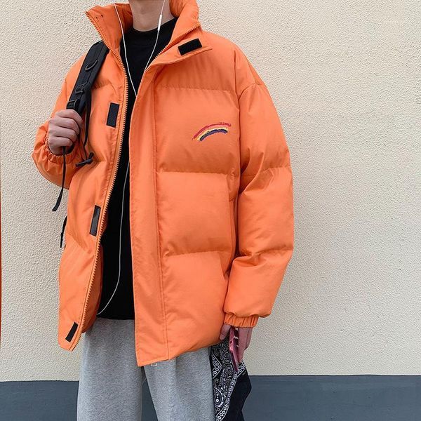 

men rainbow thick bubble coat 2020 parka mens streetwear hip hop winter jackets coats male warm korean puffer jackets1, Black