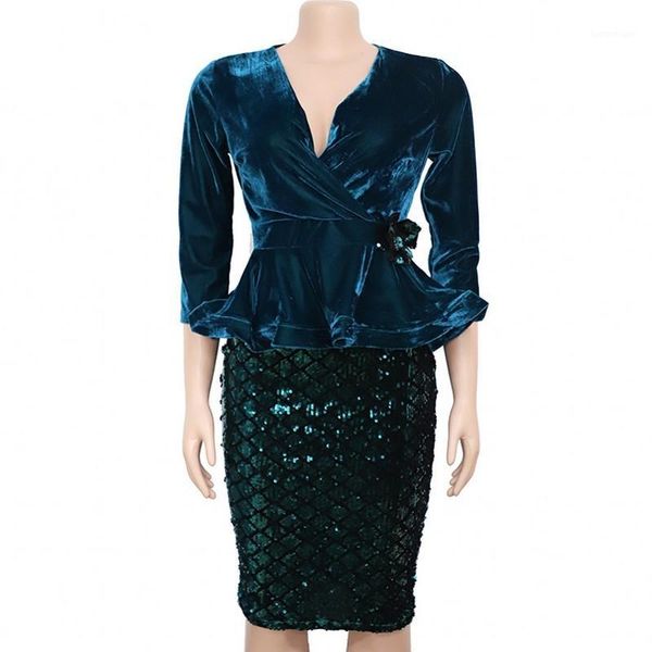 

two piece dress women sets warm set v-neck pearl gold velvet and sequins pencil skirt woman elegant office lady 2 suits1, White