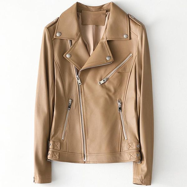 

100% genuine leather jacket women's clothing motorcycle sheepskin coats spring 2020 mujeres abrigos hq20-cjx1913-1a lxr51, Black