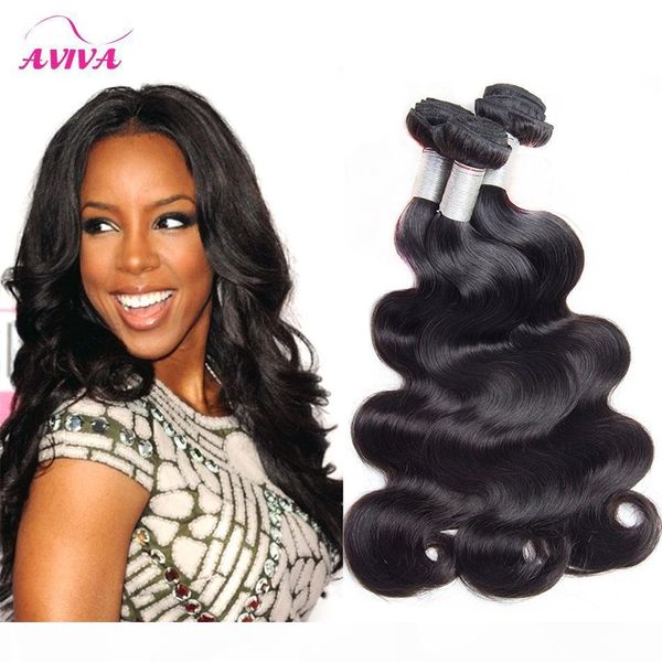 

brazilian virgin hair body wave 9a grade malaysian cambodian indian peruvian remy human hair weaves bundles natural color extensions dyeable, Black