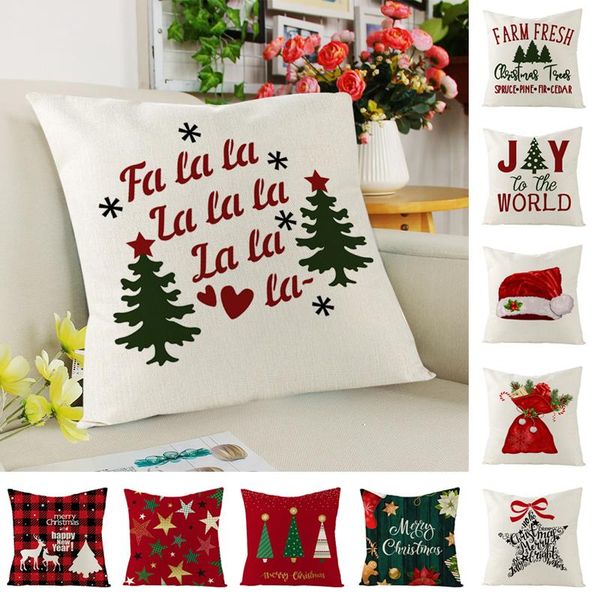 

2020 chrismas 1pcs 45*45 cm happy new year christmas decorations for home cartoon elk decorative pillows case navidad natal deco