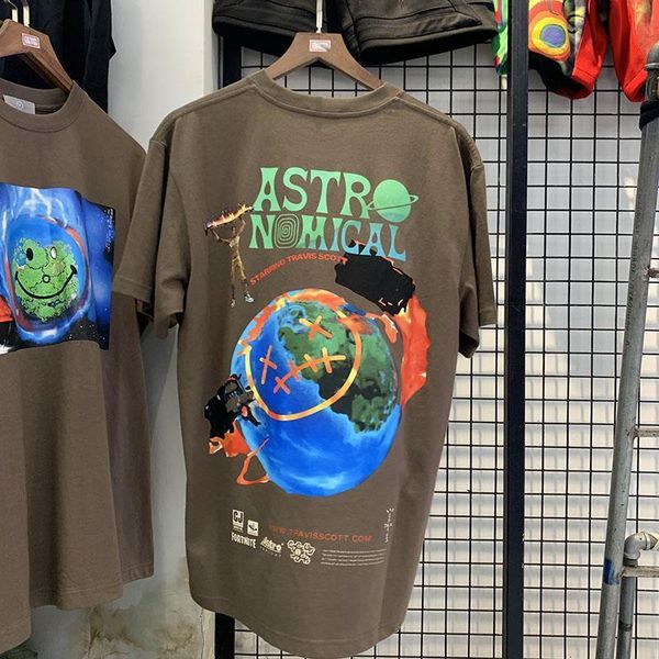

2021ss summer starrino travis scott t-shirt men women couples cotton oversized hiphop astronomical t shirt men tees, White;black