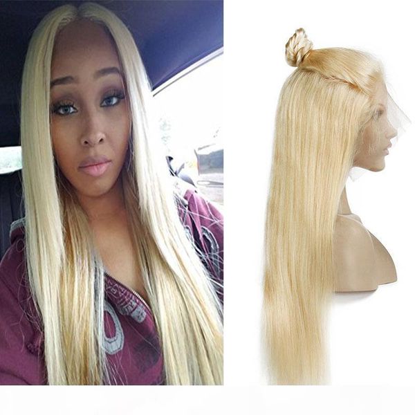 

brazilian straight lace front human hair wigs with baby hair brazilian 613# blonde glueless full lace wigs for black women, Black;brown