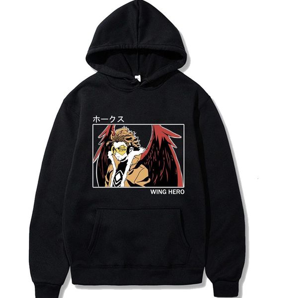 

anime hoodie sweatshirt women men my hero academia hawks korean clothe streetwear sweatshirt drop shipping good quality, Black
