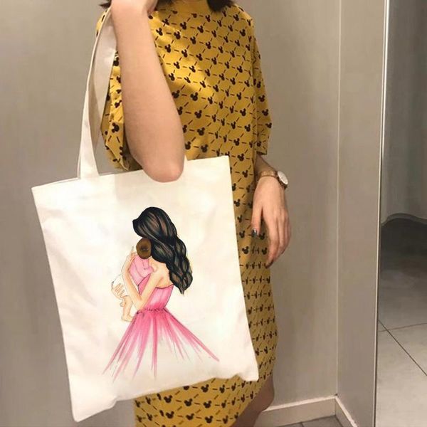 

новая мода супер мама нежная harajuku печать женщины сумка плеча canvas японский вскользь мешки большой емкости улица сумки