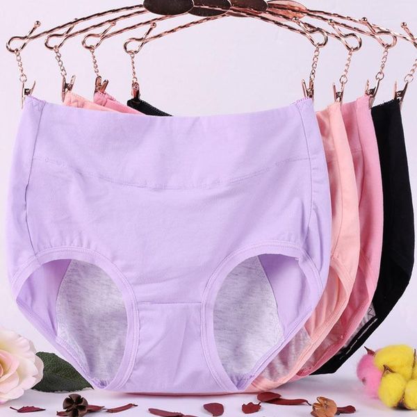 

women panties underwear physiological menstrual women cotton breathable period leak proof mid rise plus size warm female briefs1, Black;pink