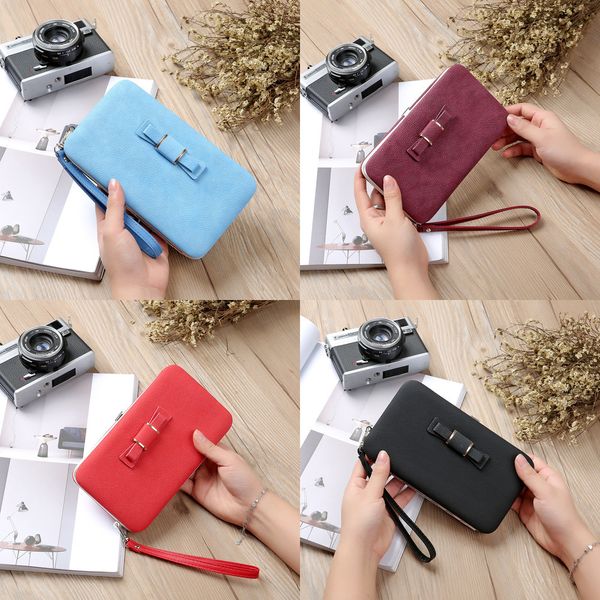 

luxurys designers wallet women bow purses id credit card holders cellphone bag pu leather zipper clutch wristlets purse party pouch g20204, White