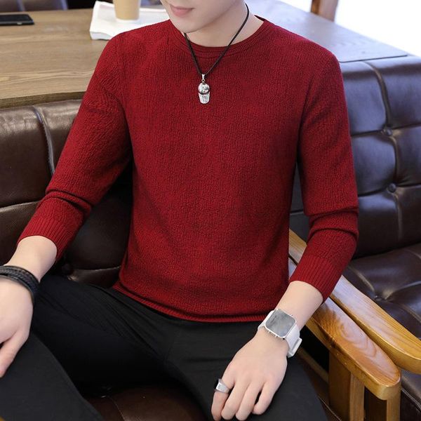 

men sweater autumn winter knitted solid simply style pullover casual slim o neck sweater jumper male black outerwear brand 2021, White;black