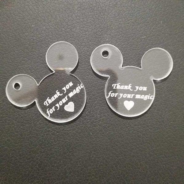 

100pcs personalized baby shower mirror mouse wine charm prince 1th birthday party favor gift tag table decoration confetti 1027