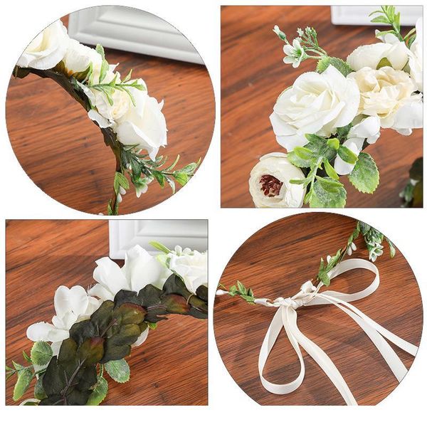

haimeikang handmade fabric flowers crown bridal hair accessories prom flower garland ribbon adjustable size flowe qylome