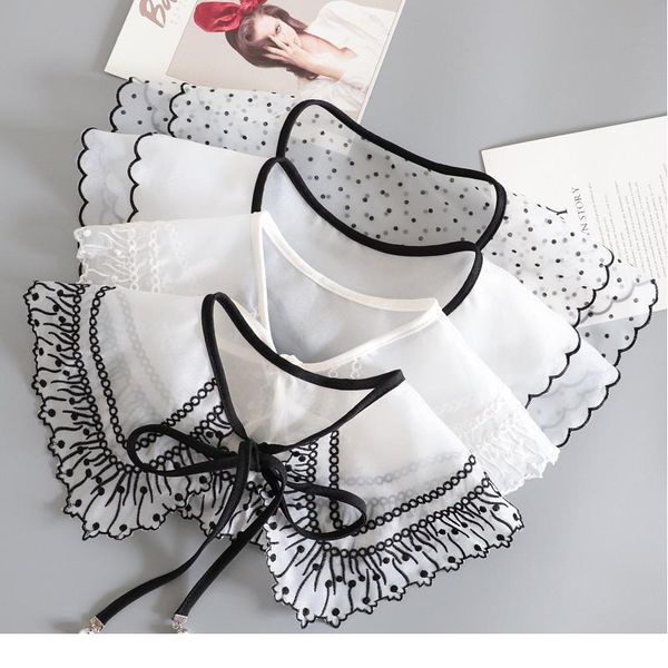 

embroidery fake collar women detachable collars big lapel white false collar shirt shawl kragen sahte yaka kraagje n qylifc