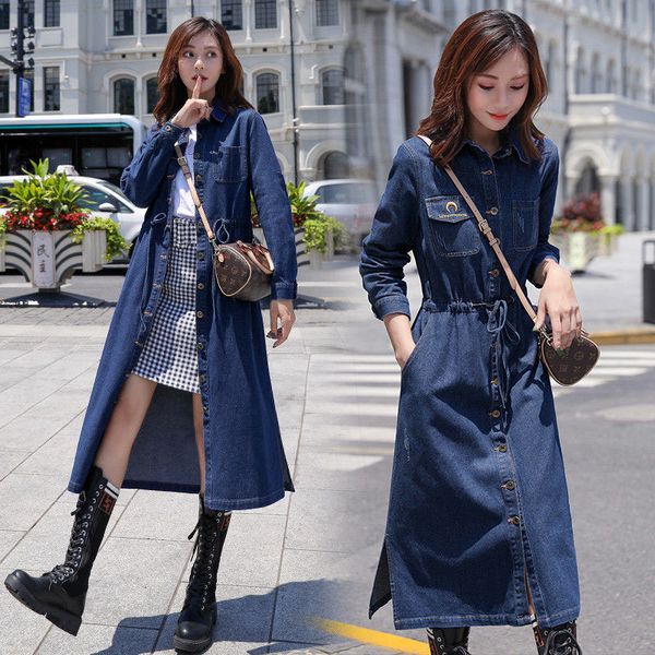 

spring autumn coat denim female casual single-breasted mid-length cowboy jacket outerwear r860 zsay, Tan;black