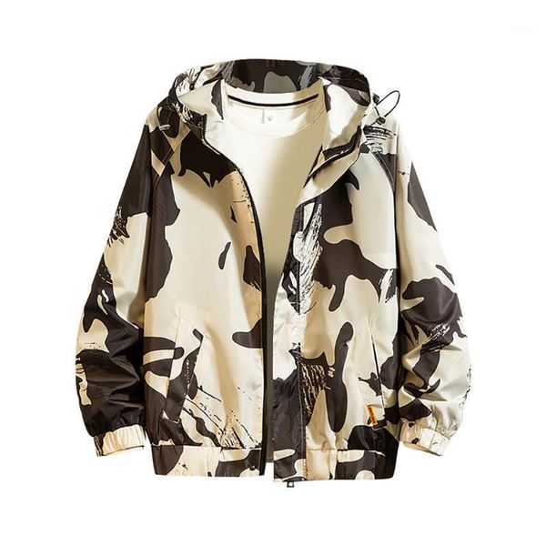 

men's jackets men's autumn and winter jacket trend sports leisure camouflage loose casual hip hop jacket#g31, Black;brown