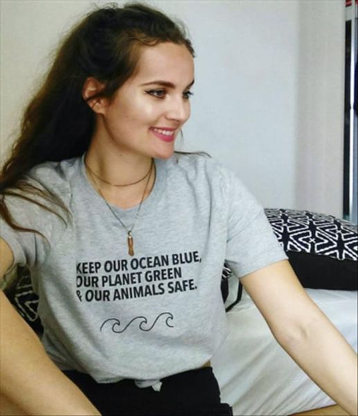 

hipster cotton shirt keep our ocean blue our planet green amp; animals safe t shirt slogan graphic girl tumblr t, White
