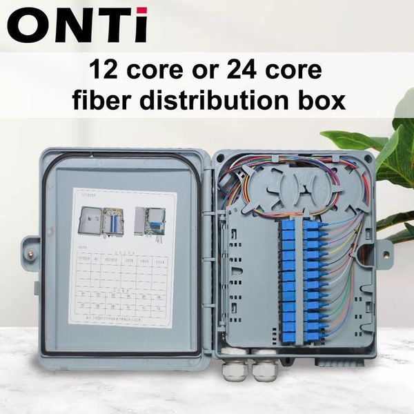 

fiber optic equipment onti 12 core or 24 termination ftth distribution box full with single mode pigtail sc adapter1