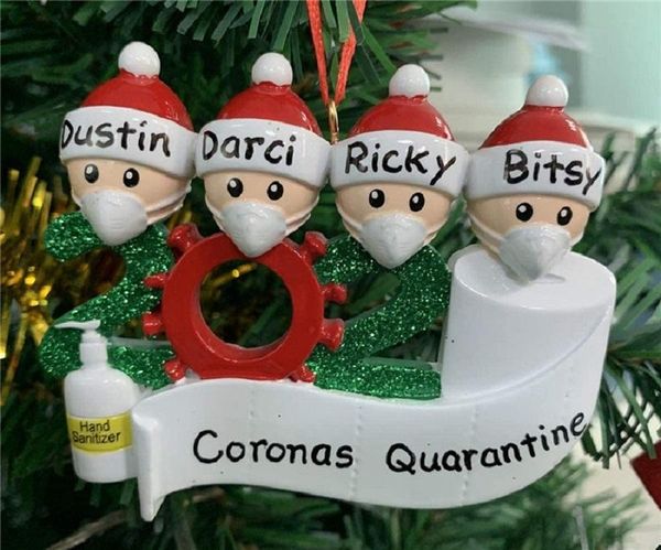

2020 quarantine christmas tree decoration christmas ornament product personalized family of 4 ornament pandemic with face masks