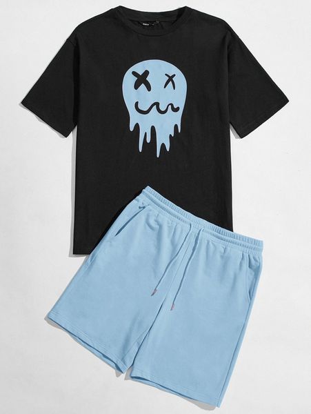 

men graphic print & shorts set d4bl#, Gray