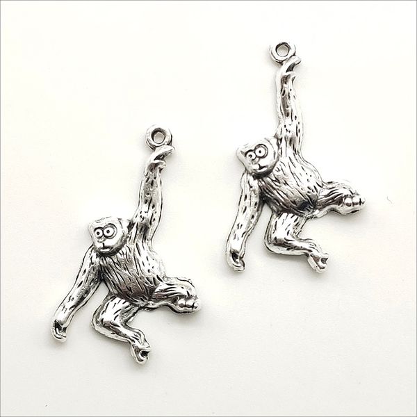 Lote 100 pcs Cute Monkey Antique Charms Pingentes Para Jóias Fazendo Brinco Colar Bracelete Chaveiro Acessórios 36 * 24mm