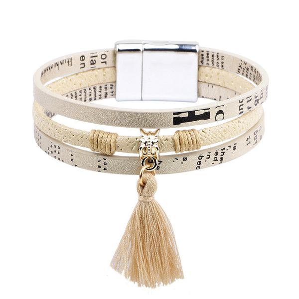 

2021 new fashion women tassel bracelet stainless steel buckle wide wristband bracelet designer jewelry lady bracelets gift, Black