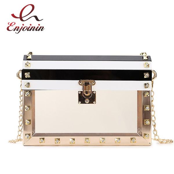 

fashion acrylic transparent party evening bag clutch bag for women black and white stripes purses and handbags chic designer
