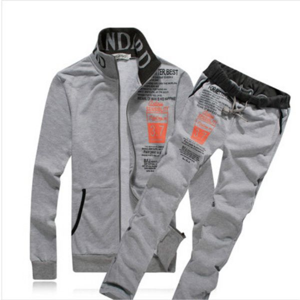 

mens tracksuits mens casual active sets 2020fw two-piece suits men letter print zip cardigans + pants hip hop autumn sets, Gray