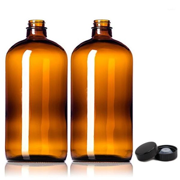 

2pcs 32oz amber glass growlers empty kombucha bottles with air tight seal cap lids for secondary fermentation storing 1 liter1