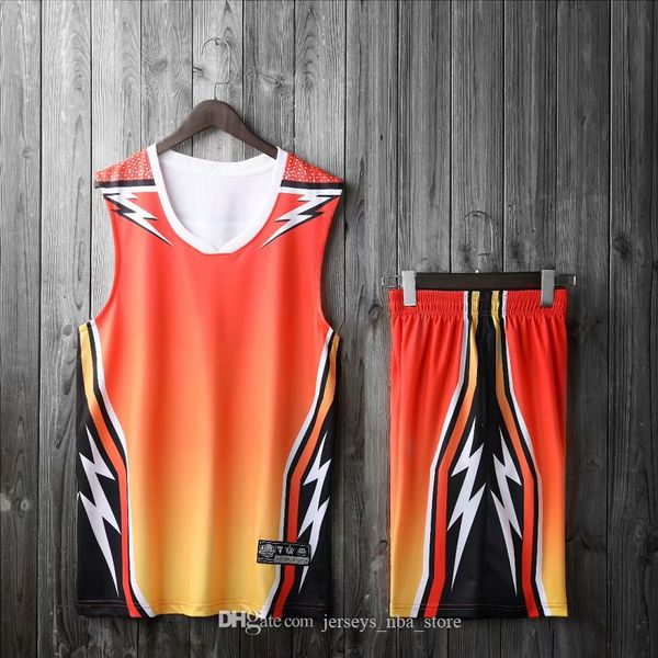 

men blank double-sided basketball team uniforms kits sports clothes tracksuits personality customized basketball sets with shorts 29-27, Black;red