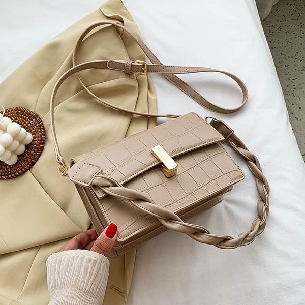 

swdf solid color small pu leather flap bags for women 2020 simple shoulder handbags female travel crossbody bag with rope belt