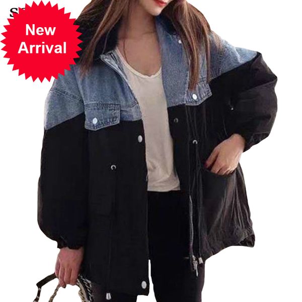 

soul of tiger 2020 new korean fashion designer womens denim coats warm loose winter down jackets casual real fur collar parkas, Black