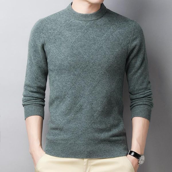 

men sweaters 100% merino wool knitting jumpers oneck long sleeve man pullovers woolen knitwear, White;black