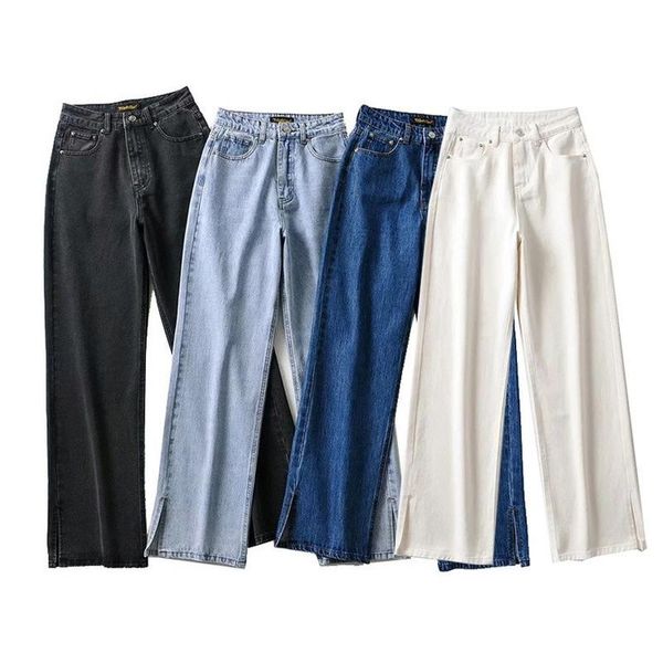

women's jeans women denim pants kalenmons high waist split autumn winter trousers korean japan vintage work mom, Blue