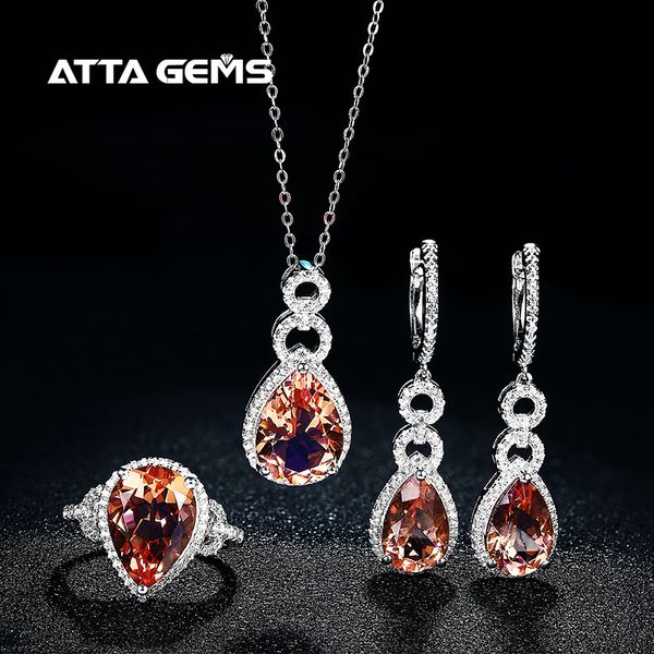 

zultanite sterling silver jewelry set pear cut created zultanite color change diaspore mother's days gifts t200908