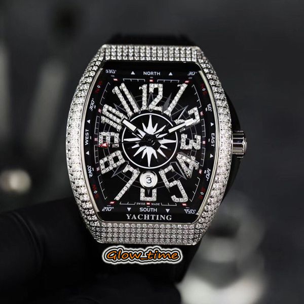 

abf version yachting v45 sc dt yachting og eta 2824 automatic diamond literal dial sapphire mens watch silver diamonds case luxry watches, Slivery;brown