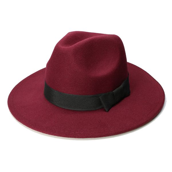 

luckylianji retro kid child vintage 100% wool wide brim cap fedora panama jazz bowler hat black ribbon band (54cm/adjust) t200118, Blue;gray