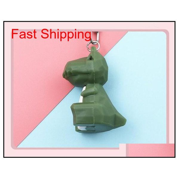 

pvc geometric cartoon keychain funny dinosaur keychain women jewelry cute charm bag key chain car key ring qylrqt nana_shop, Silver