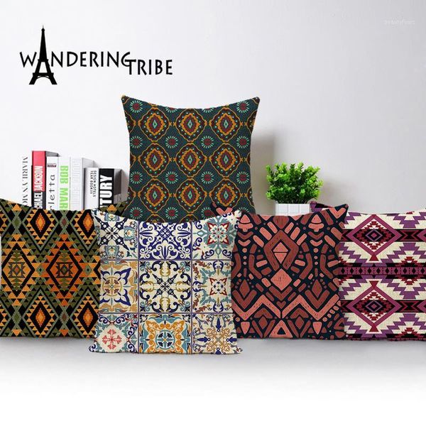 

bohemian scandinavian style cushion cover vintage decorative throw pillow jacquard geometric pillowcase multicolour sofa cushion1