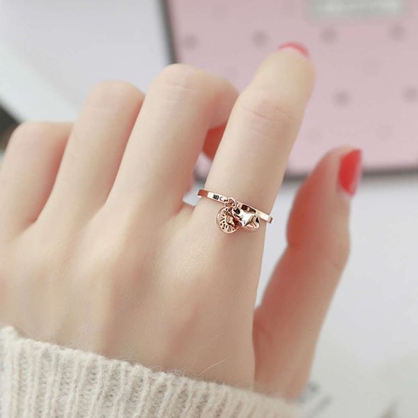 

korean versatile titanium steel coin bell female rose gold personalized fashion index finger ring, Silver