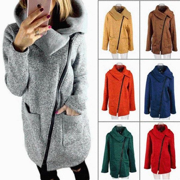 

5xl women's autumn and winter wear warm wool coat diagonal zipper collar jacket ladies clothing women's jacket, Black;brown
