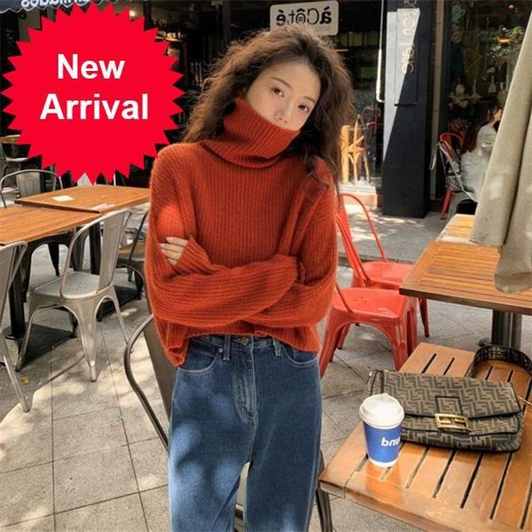 

2021 new autumn/new winter high-fashioned turtleneck sweater crocheted long female superior sleeve elegant warmth and comfort zrp3, White;black