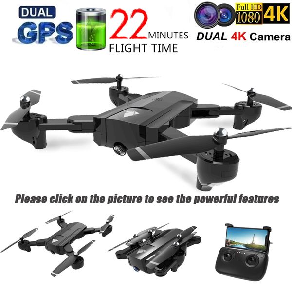 

sg900 gps wifi rc drone with 4k hd dual camera follow me quadrocopter fpv professional drone long battery life toy kids sg900s 201119