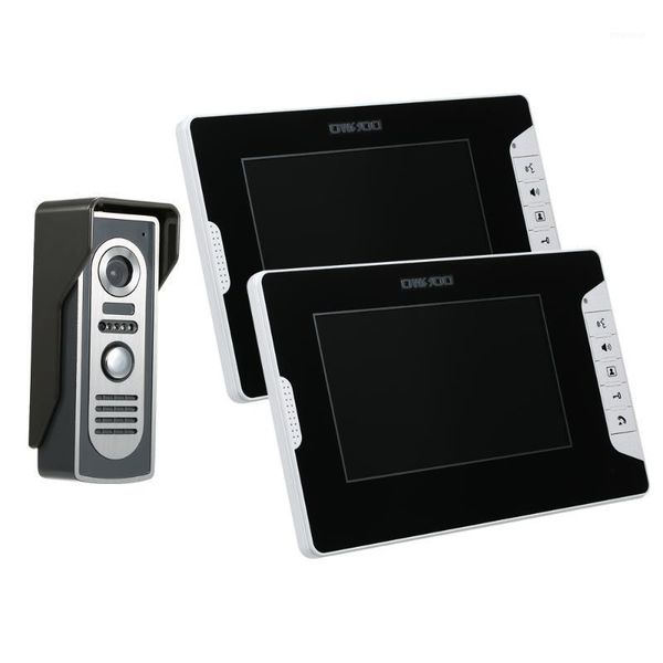 

7 inch video door phone doorbell intercom kit 2 indoor monitor 1 outdoor camera night vision hands-call electric lock1