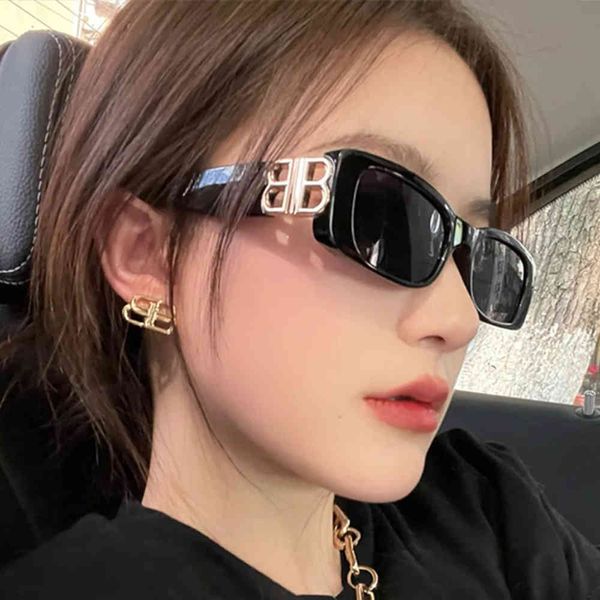 

2022 small frame cat's eye b sunglasses new fashion sun ins personalized square sunglasses, White;black