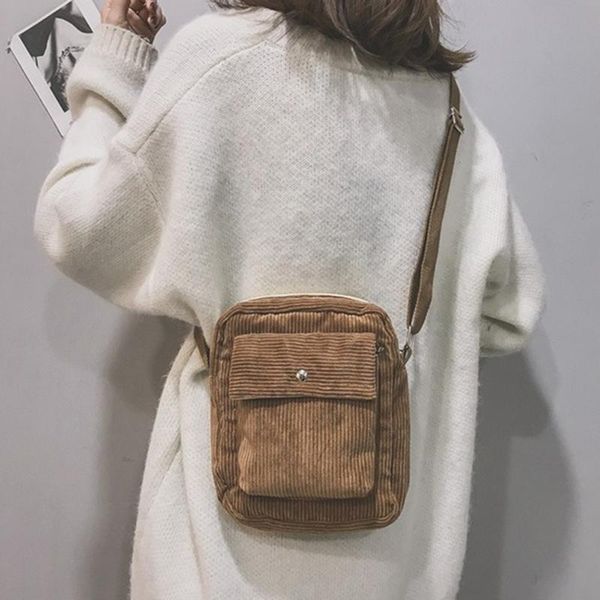 

women canvas flap bag preppy style student shoulder messenger bag small corduroy casual satchel travel purse handbag hot
