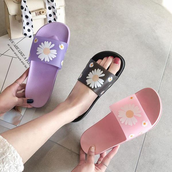 

women flowers summer sandals female outdoor beach slippers woman non-slip home shoes women bathroom slides house flip flops, Black