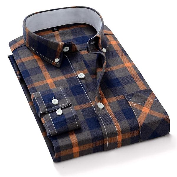 

aoliwen brand 2020 new men's plaid cotton shirt soft and comfortable spring men's slim business casual long-sleeved shirt, White;black