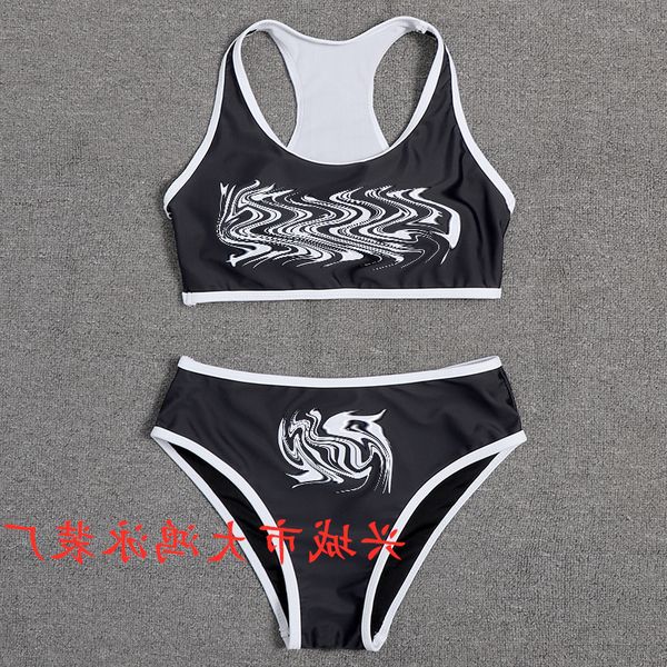 

split sports bikini swimsuit english letter with tag