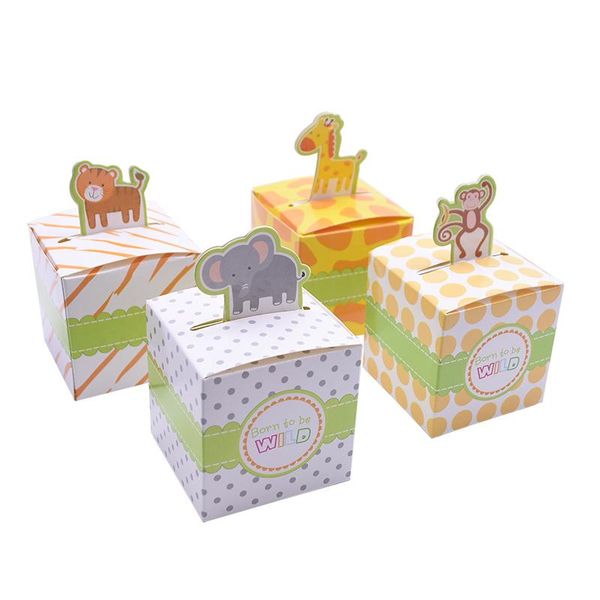 

10/20pcs animals paper boxes cartoon monkey elephant giraffe shape candy box safari theme party kids birthday packaging supplies